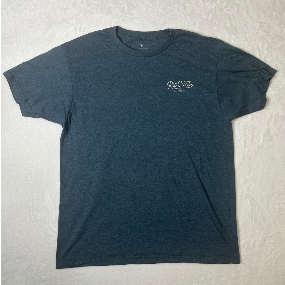 Rip Curl Surfing Co Mens Large T-Shirt Blue Gray Graphic Short Sleeve Tee